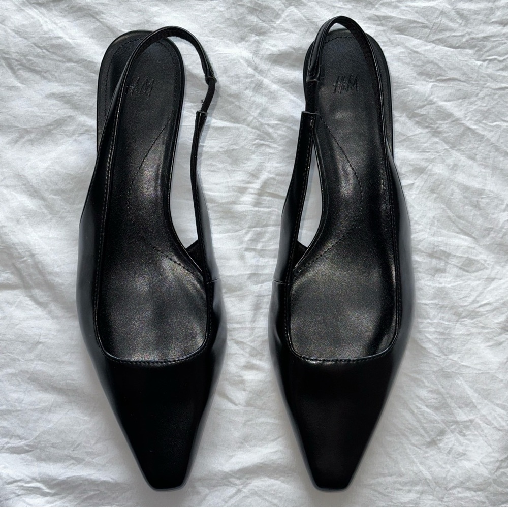 H&M Black Slingback Kitten Heels